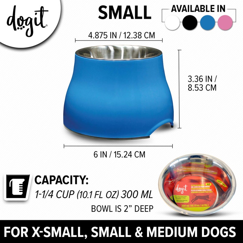 Dogit Elevated Dog Bowl, Stainless Steel Dog Food and Water Bowl for Small Dogs, Blue, 73743 - Image 4